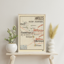 Carte Vintage des Antilles