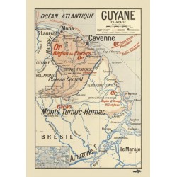 Affiche carte de Guyane 50x70