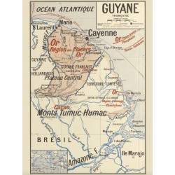 Affiche carte de Guyane 30X40